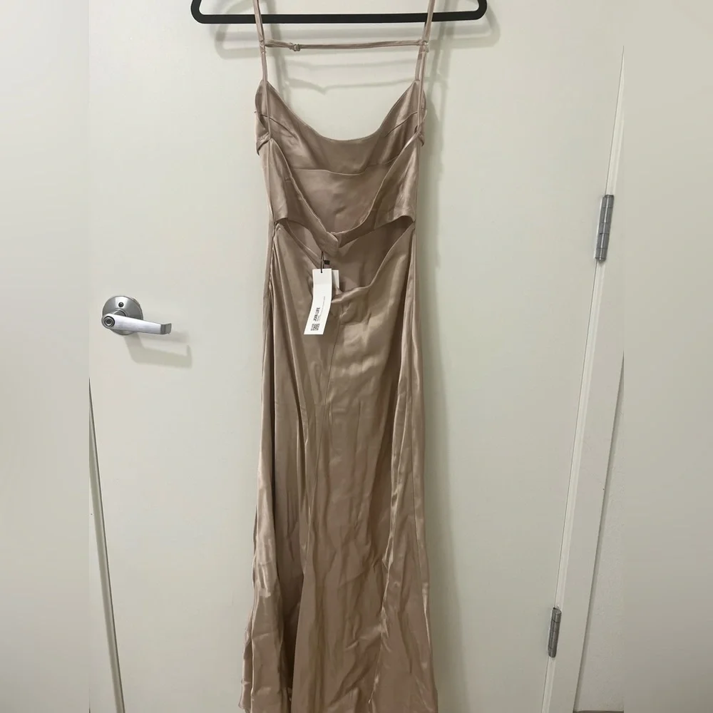 Zara Beige Satin Slip Dress - Picture 8 of 8